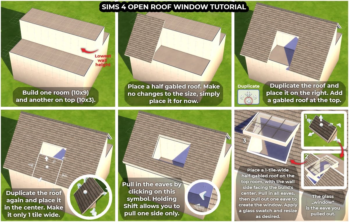 Open skylight window built into a roof in The Sims 4