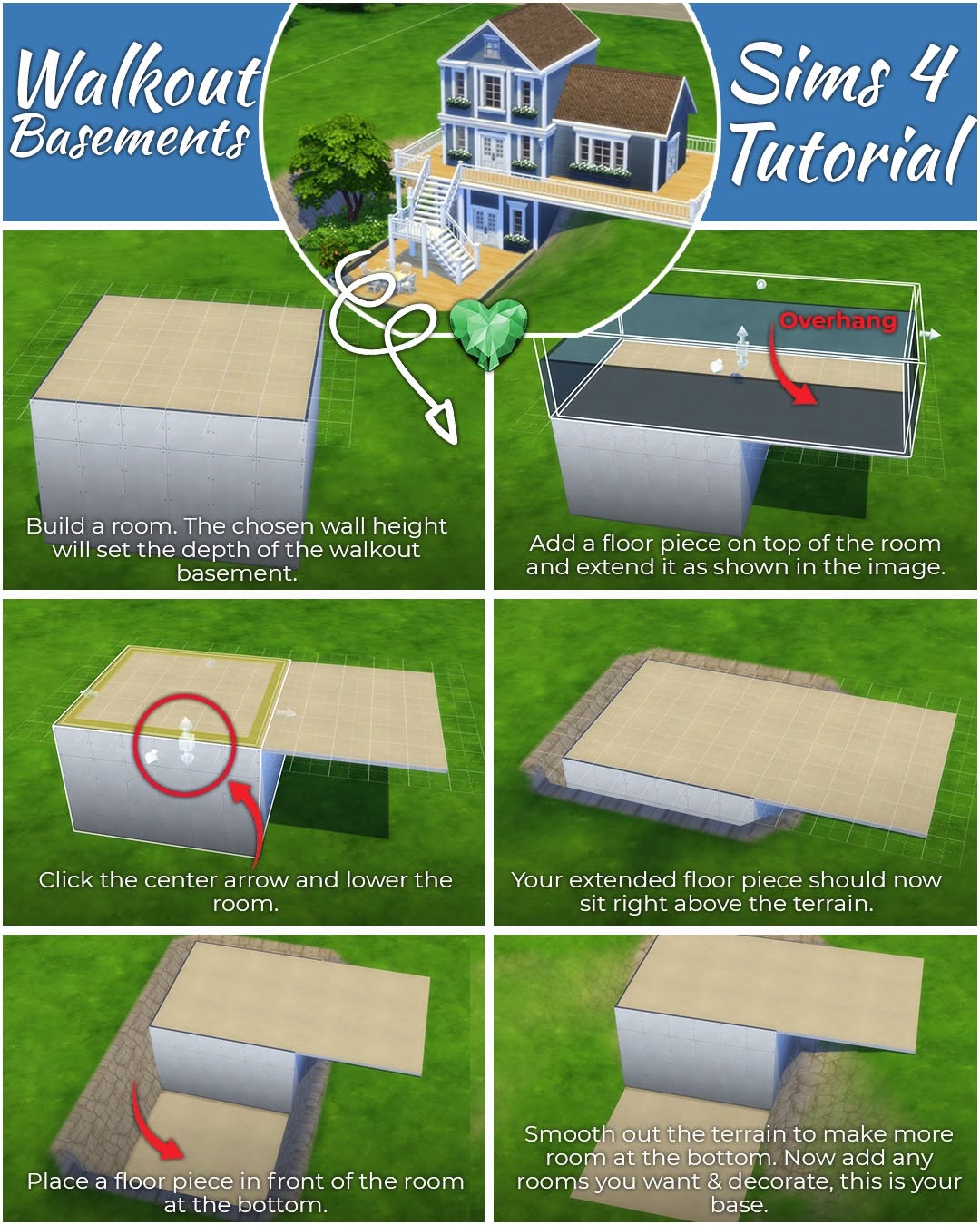 The Sims 4 walkout basement build with a lowered room and exterior entrance